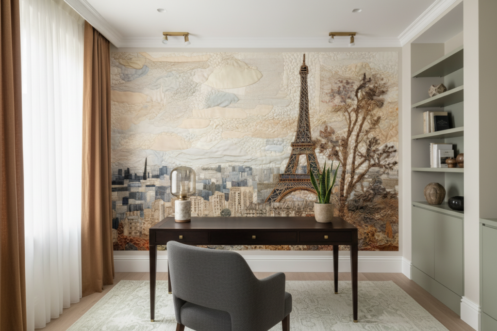 Papier peint Paris vintage tour Eiffel relief mural décoratif - Bureau