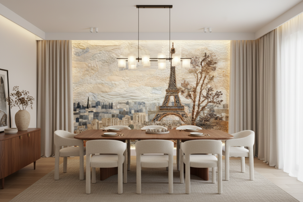 Papier peint Paris vintage tour Eiffel relief mural décoratif - Salle à manger