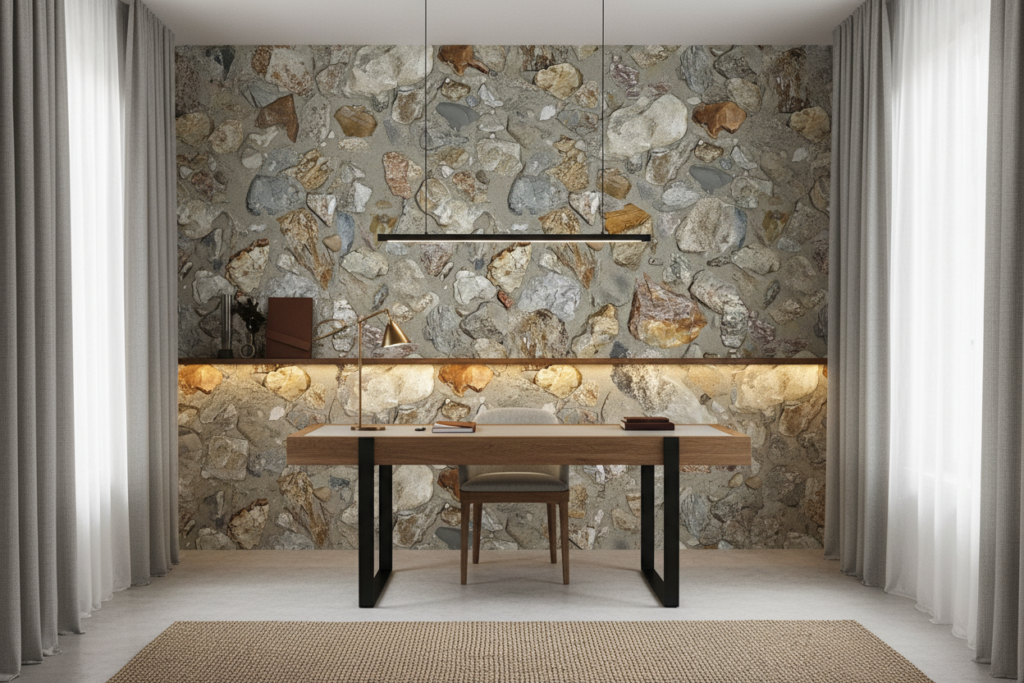 Papier peint pierres naturelles texturées effet matière authentique - Bureau