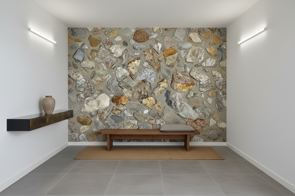 Papier peint pierres naturelles texturées effet matière authentique - Couloir