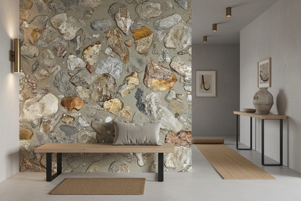 Papier peint pierres naturelles texturées effet matière authentique - Entrée