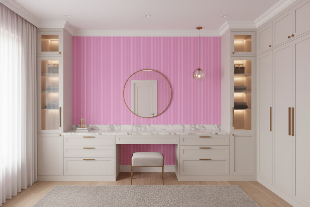 Papier peint rayures verticales roses délicates style moderne - Dressing