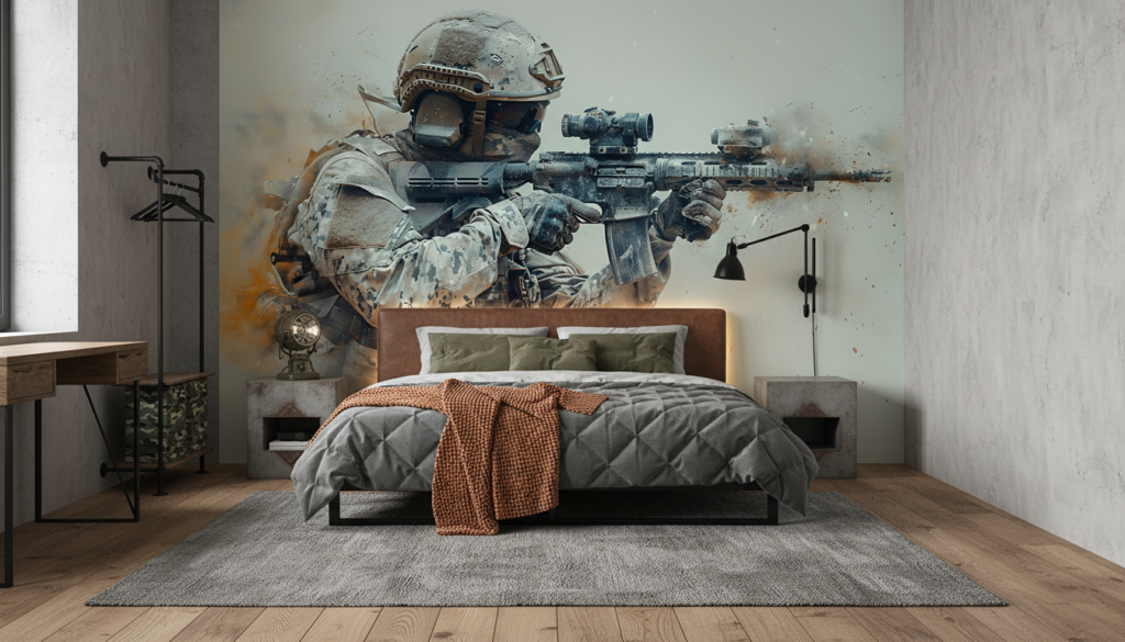 Papier Peint Soldat Militaire Action Combat Effet Artistique - Chambre ado