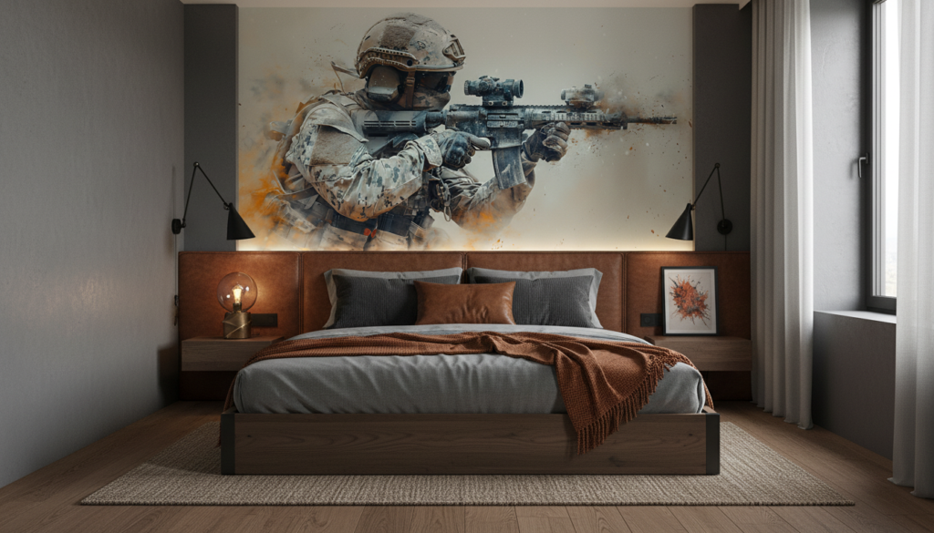Papier Peint Soldat Militaire Action Combat Effet Artistique - Chambre adulte