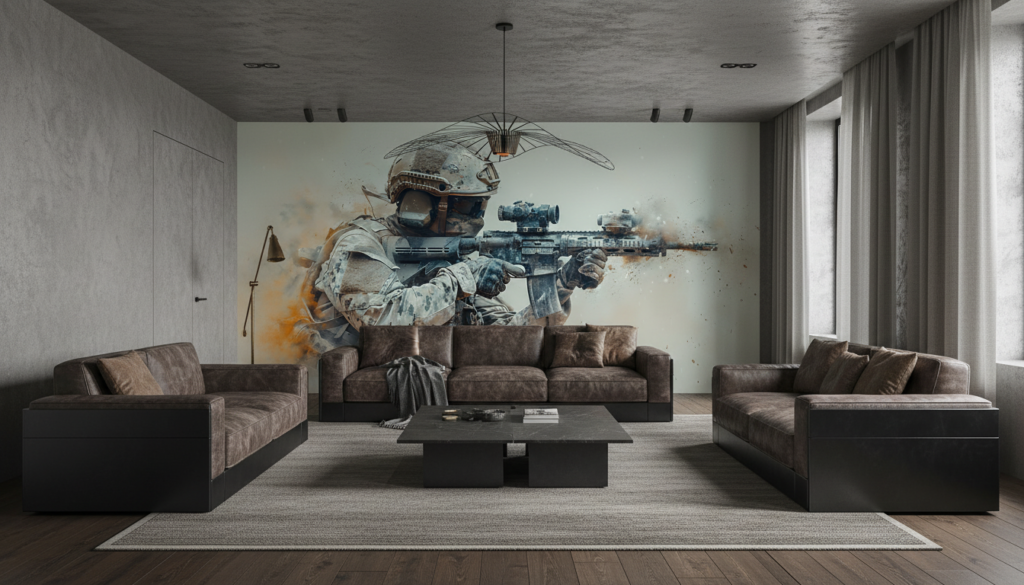 Papier Peint Soldat Militaire Action Combat Effet Artistique - Salon / Séjour