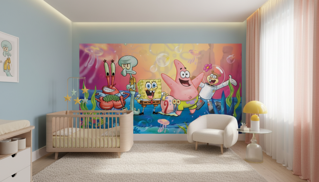 Papier Peint SpongeBob SquarePants Aventure Sous-Marine Colorée Enfant - Chambre bébé