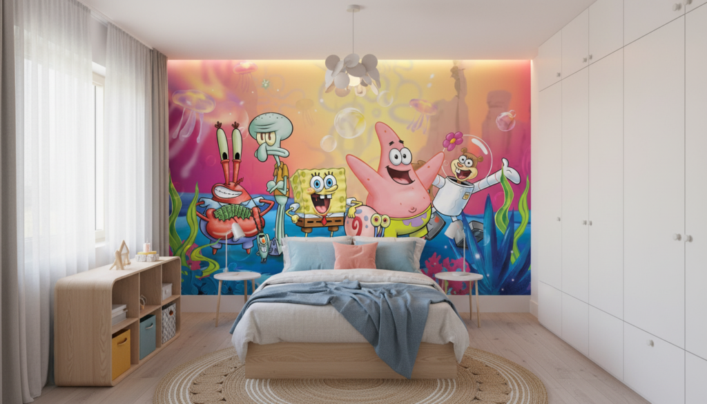 Papier Peint SpongeBob SquarePants Aventure Sous-Marine Colorée Enfant - Chambre enfant