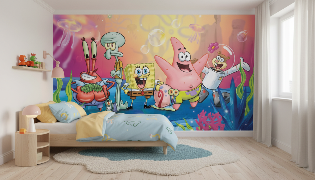 Papier Peint SpongeBob SquarePants Aventure Sous-Marine Colorée Enfant - Chambre enfant