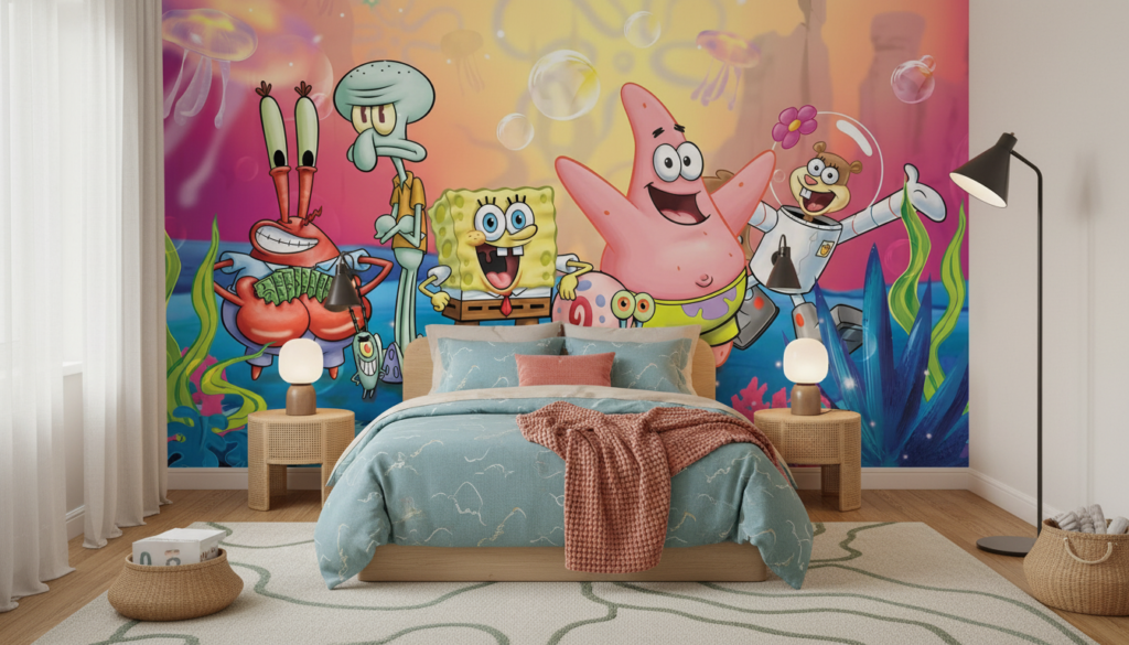 Papier Peint SpongeBob SquarePants Aventure Sous-Marine Colorée Enfant - Chambre enfant