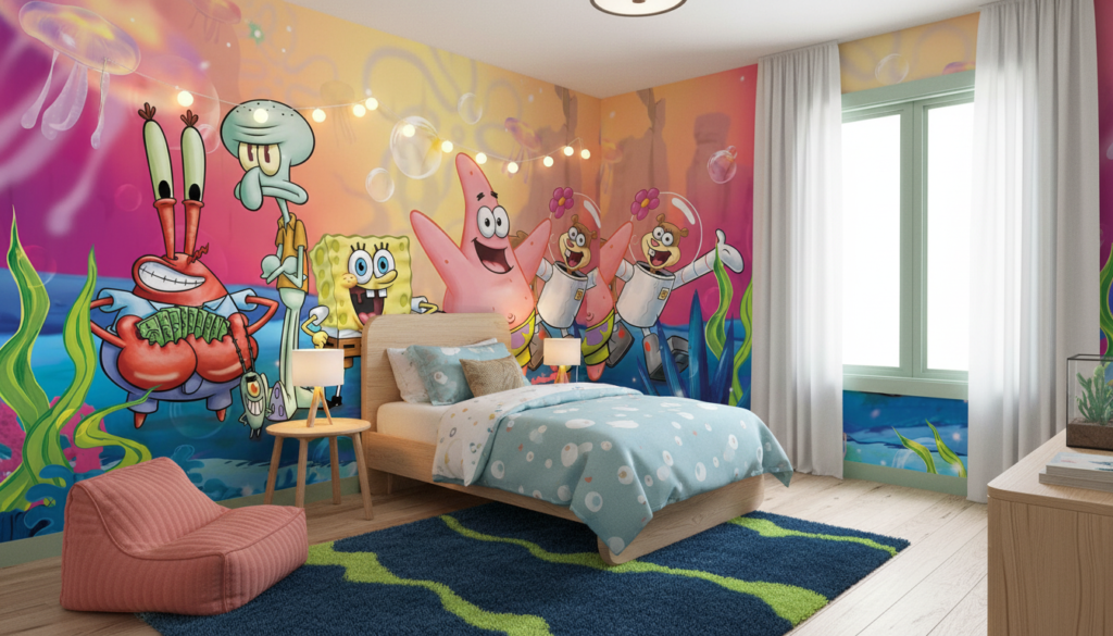Papier Peint SpongeBob SquarePants Aventure Sous-Marine Colorée Enfant - Chambre enfant