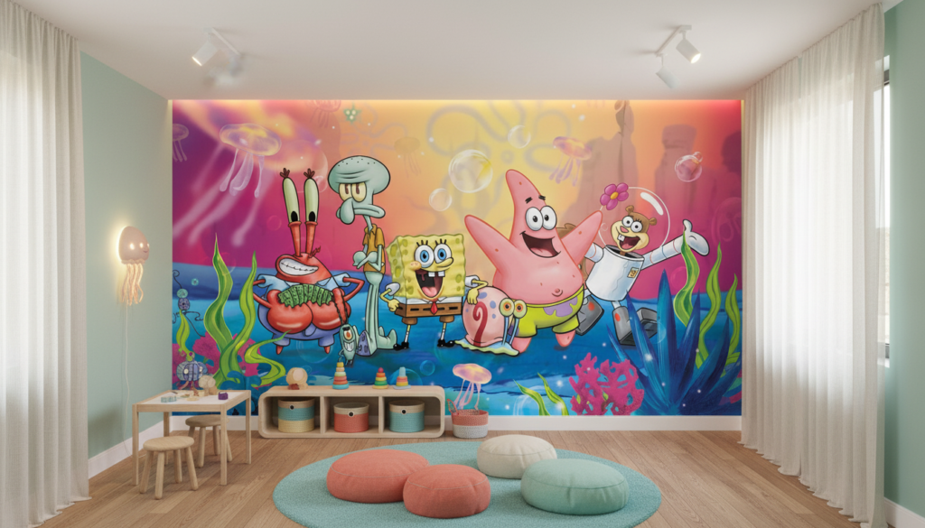 Papier Peint SpongeBob SquarePants Aventure Sous-Marine Colorée Enfant - Espace enfant (pro)