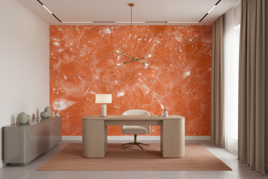 Papier peint texture cristalline corail effet minéral brillant lumineux - Bureau