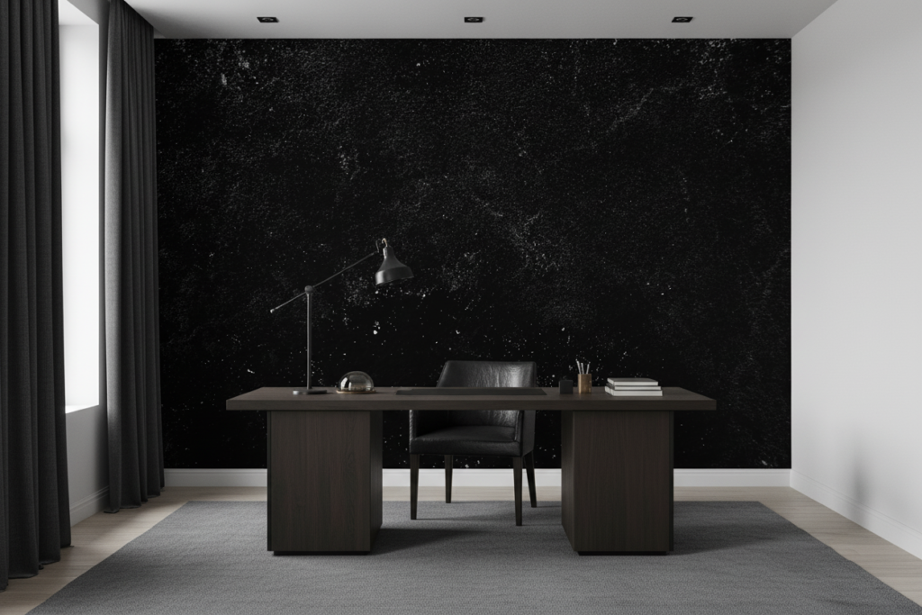 Papier Peint Texture Noire Grunge Effet Béton Industriel - Bureau