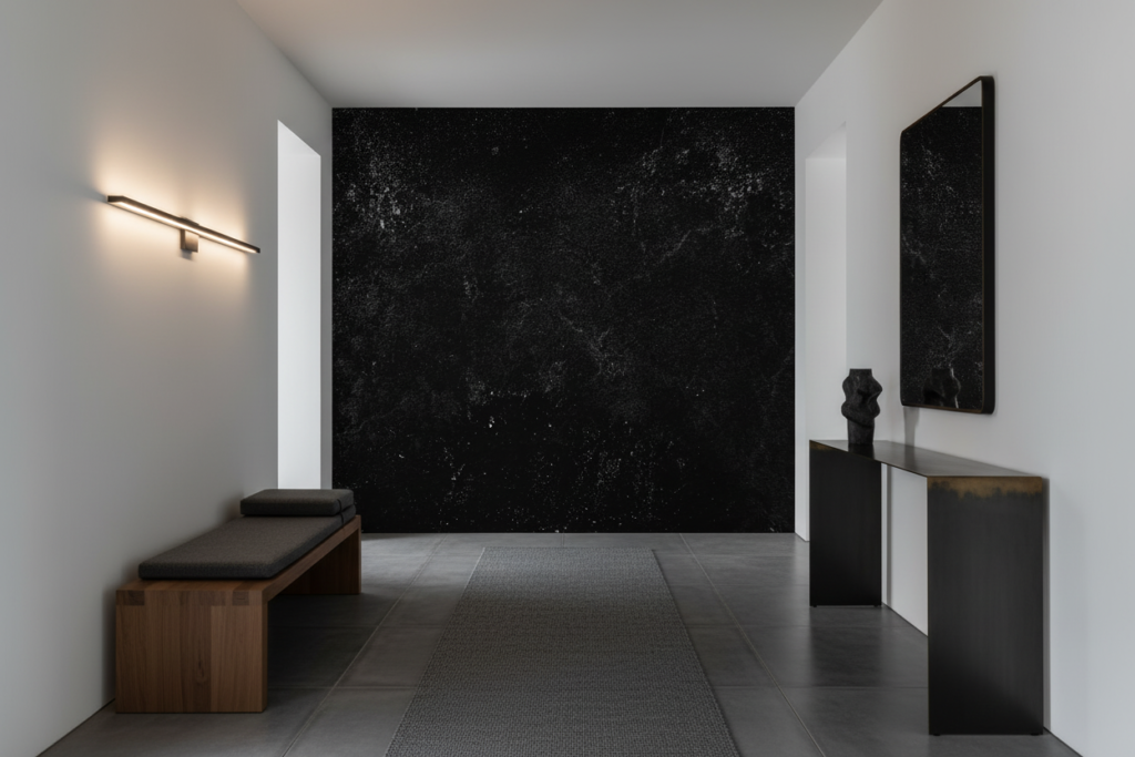 Papier Peint Texture Noire Grunge Effet Béton Industriel - Entrée