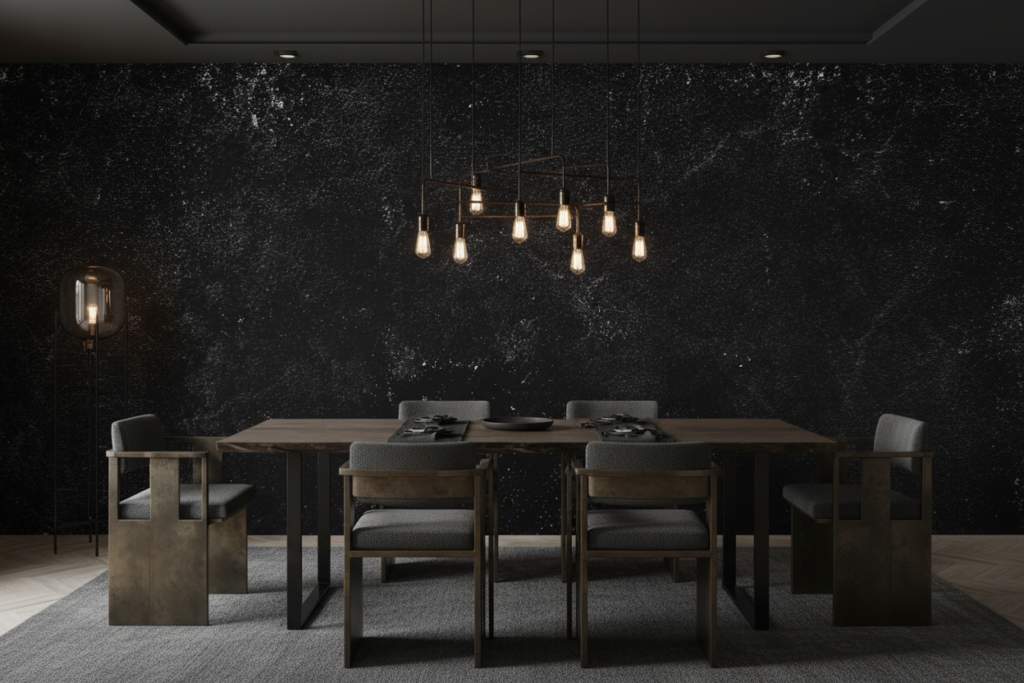 Papier Peint Texture Noire Grunge Effet Béton Industriel - Salle à manger