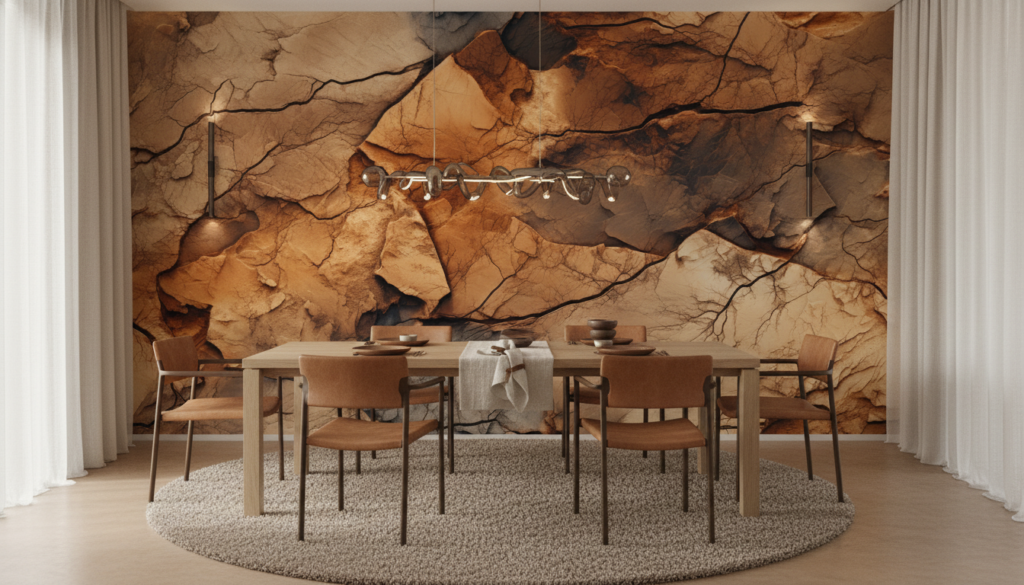 Papier peint texture pierre craquelée effet relief naturel désert - Salle à manger