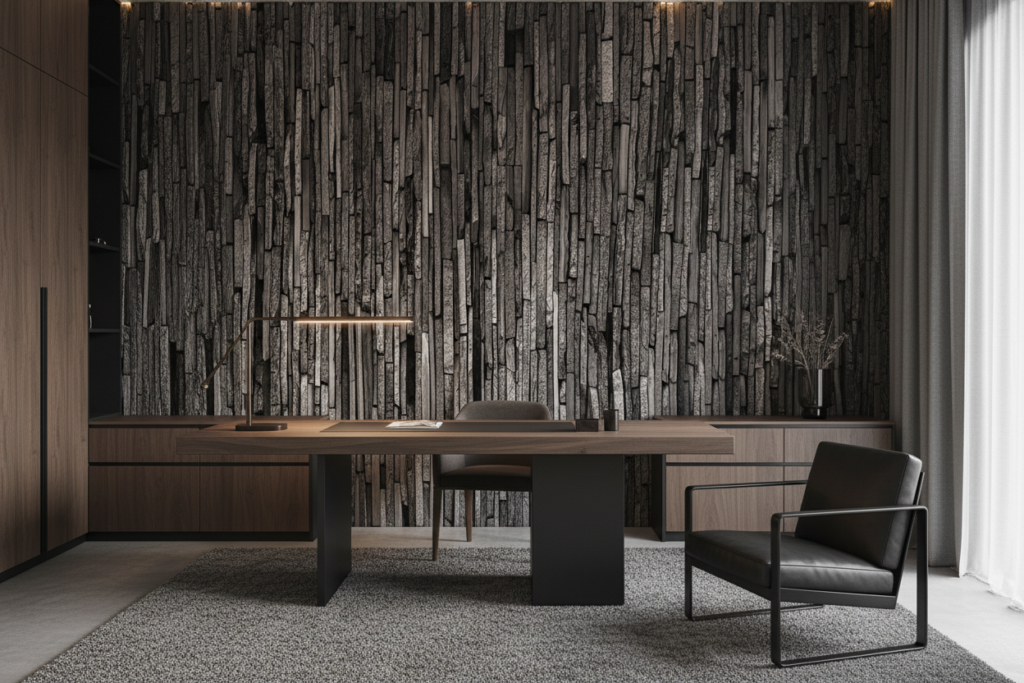 Papier Peint Texture Pierre Naturelle Verticale Effet Relief Moderne - Bureau