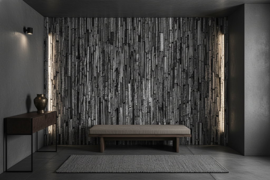 Papier Peint Texture Pierre Naturelle Verticale Effet Relief Moderne - Entrée