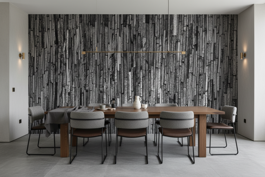 Papier Peint Texture Pierre Naturelle Verticale Effet Relief Moderne - Salle à manger