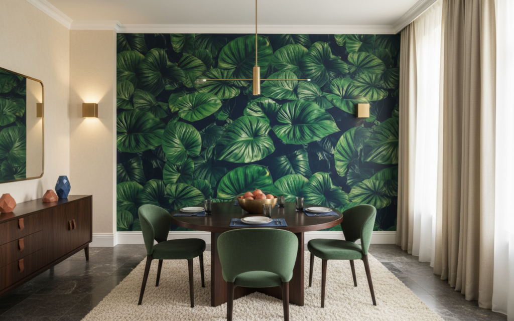 Papier peint tropical feuilles géantes vert luxuriant jungle exotique - Salle à manger
