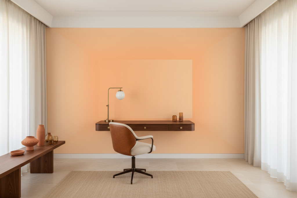 Papier Peint Uni Orange Abricot Nuancé Moderne Chaleureux - Bureau