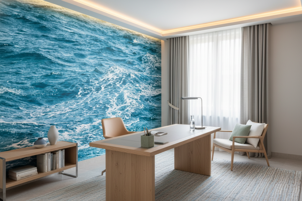 Papier peint vagues océan bleu turquoise mouvement aquatique naturel - Bureau