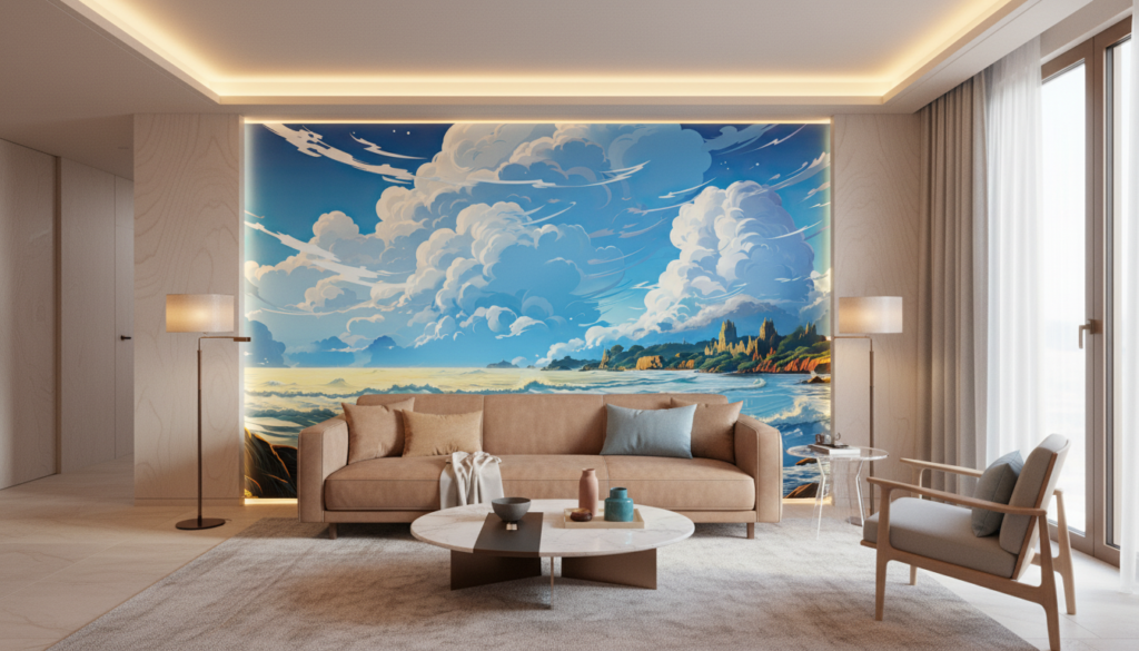 Paysage côtier majestueux avec nuages dramatiques et reflets océaniques - Hôtel