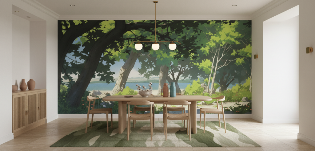 Paysage forestier serein avec vue sur lac tranquille - Salle à manger