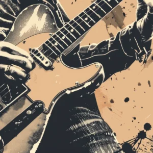 Papier Peint Musical Guitare Électrique Style Grunge Vintage