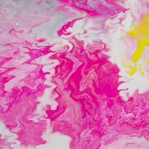 Papier peint abstrait marbré rose fuchsia et jaune fluide