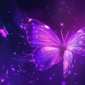 Papier peint papillon lumineux violet cosmos étoilé magique fantastique