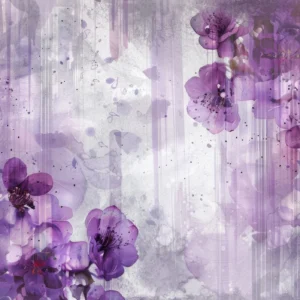 Papier peint floral aquarelle violette aux délicates fleurs romantiques