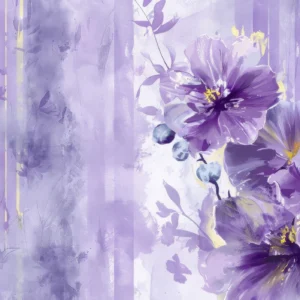 Papier peint aquarelle fleurs violettes délicates style romantique