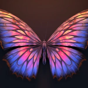 Papier Peint Papillon Iridescent aux Reflets Violets et Dorés Magiques