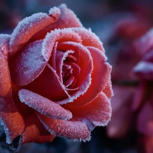 Rose Givrée Romantique sur Fond Coloré Moderne