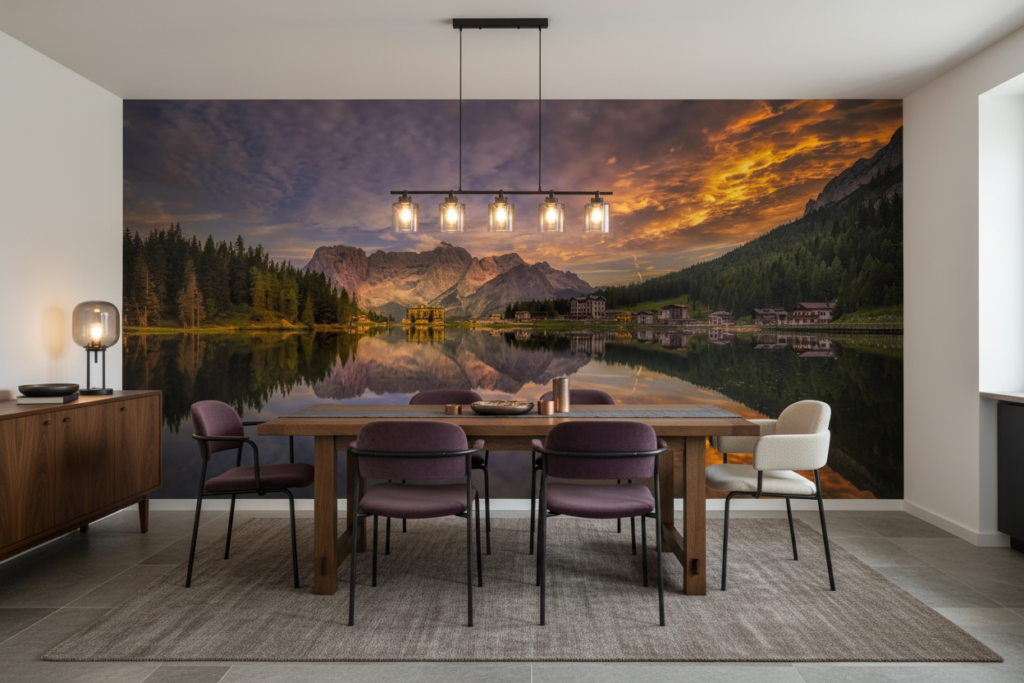 Reflet Montagnard au Coucher de Soleil sur Lac Alpin - Salle à manger
