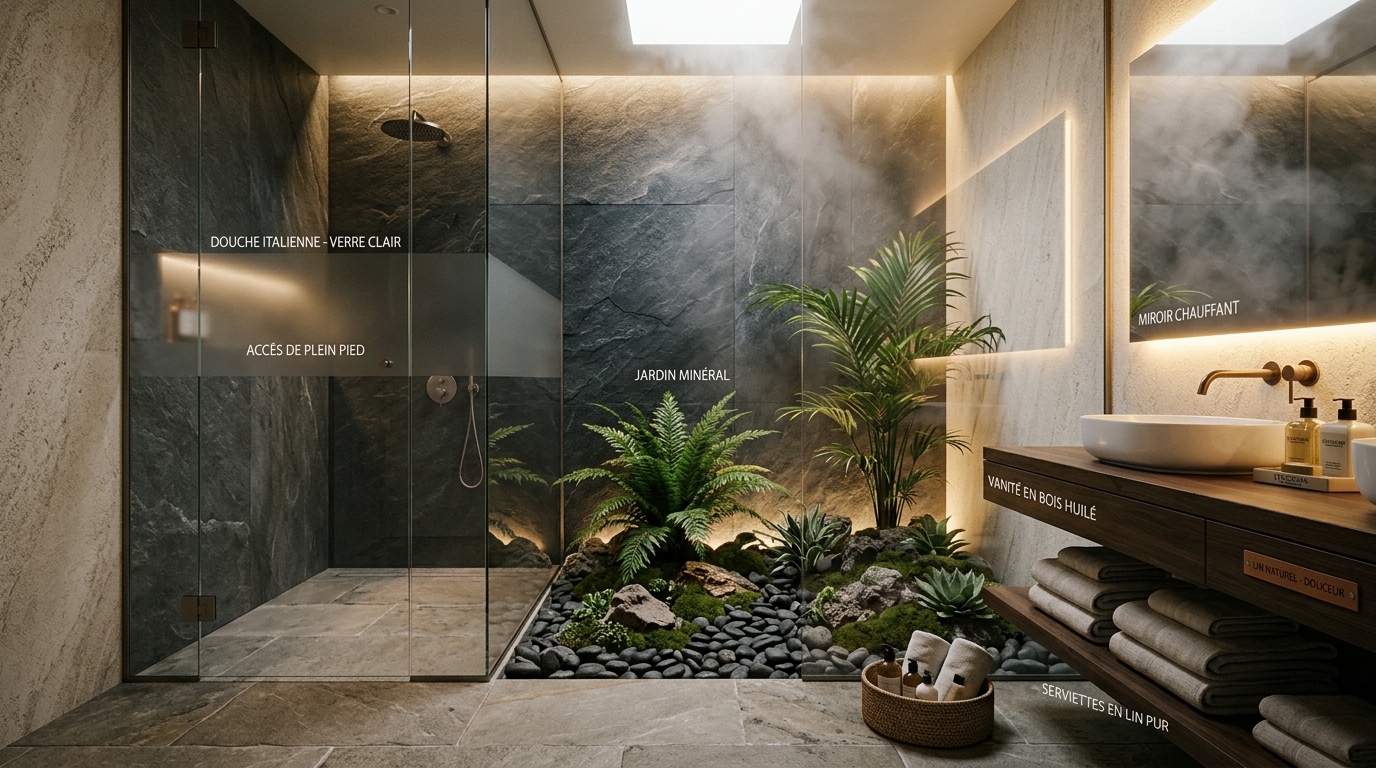 Salle de bain pierre naturelle : minéral et thermal