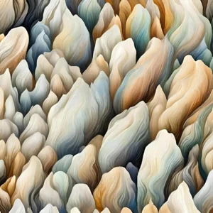 Papier Peint Abstrait Flammes Organiques Tons Naturels Beiges Bleus