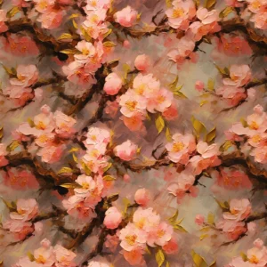 Papier Peint Floral Romantique aux Nuances Roses et Dorées