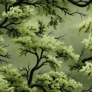 Papier peint forêt enchantée branches feuillage vert naturel