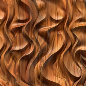 Papier Peint 3D Ondulations Bois Sculptural Effet Relief Cuivré