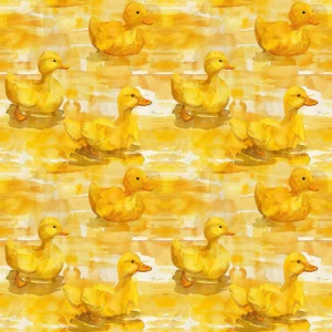 Papier Peint Motif Canards Jaunes Aquarelle Style Vintage