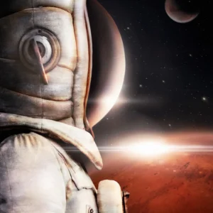 Papier Peint Astronaute dans l'Espace Planètes Rougeoyantes Cosmos