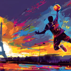 Papier Peint Street Art Basketball Paris Coloré Dynamique