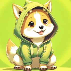 Papier peint kawaii chiot corgi vert adorable chambre enfant