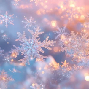 Papier Peint Flocons de Neige Dorés sur Fond Lumineux