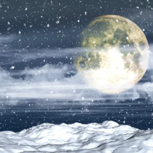 Papier Peint Paysage Lunaire Hivernal Avec Montagnes Enneigées