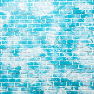 Papier peint mur de briques turquoise vintage effet patiné