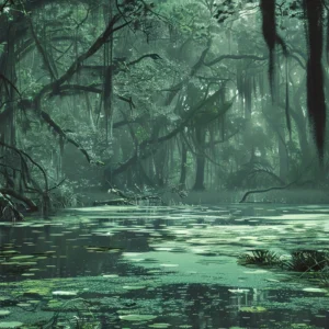 Papier Peint Forêt Tropicale Mystérieuse aux Tons Verts Émeraude