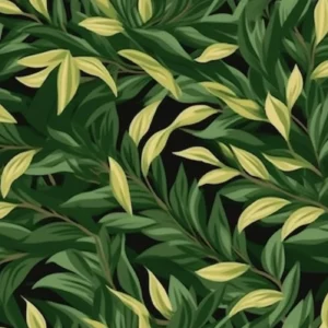 Papier peint tropical feuillage luxuriant vert et jaune doré